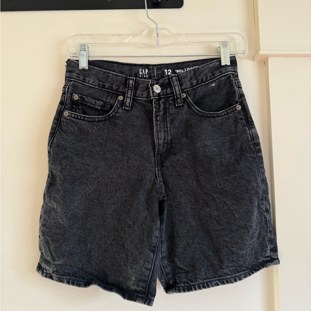 GAP Kids black Denim Shorts longline jean shorts size 12